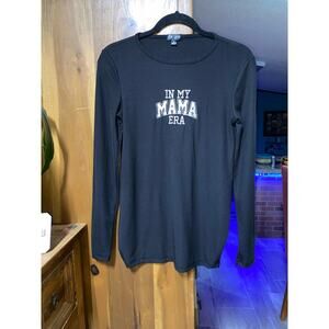 In My Mama Era Long Sleeve Black ribbed Shirt Sz M Maternity by J is for Justify
